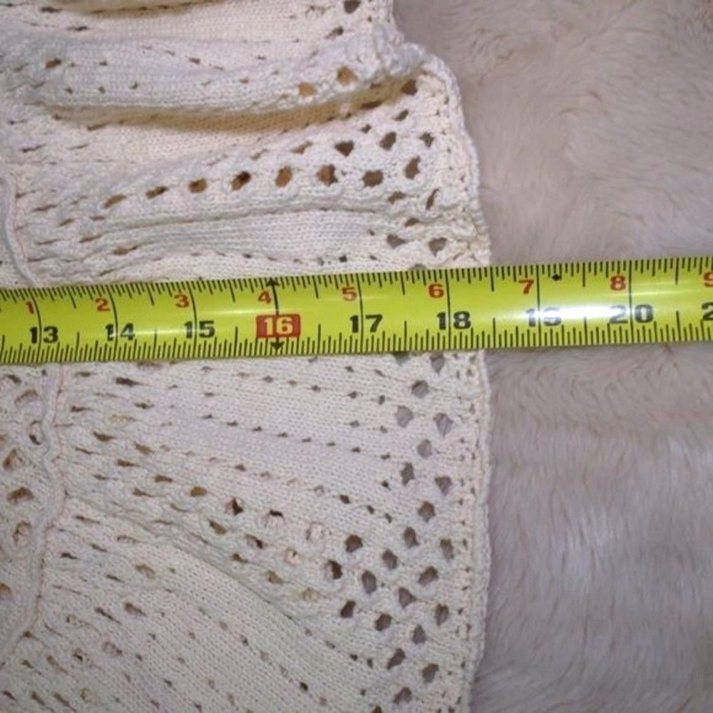 Zara Knit Cardigan Sweater Blouse M Cream Ruffle Button Up Flared Sleeve - Picture 10 of 16